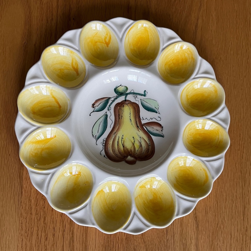 Yellow and White Deviled Egg Plate